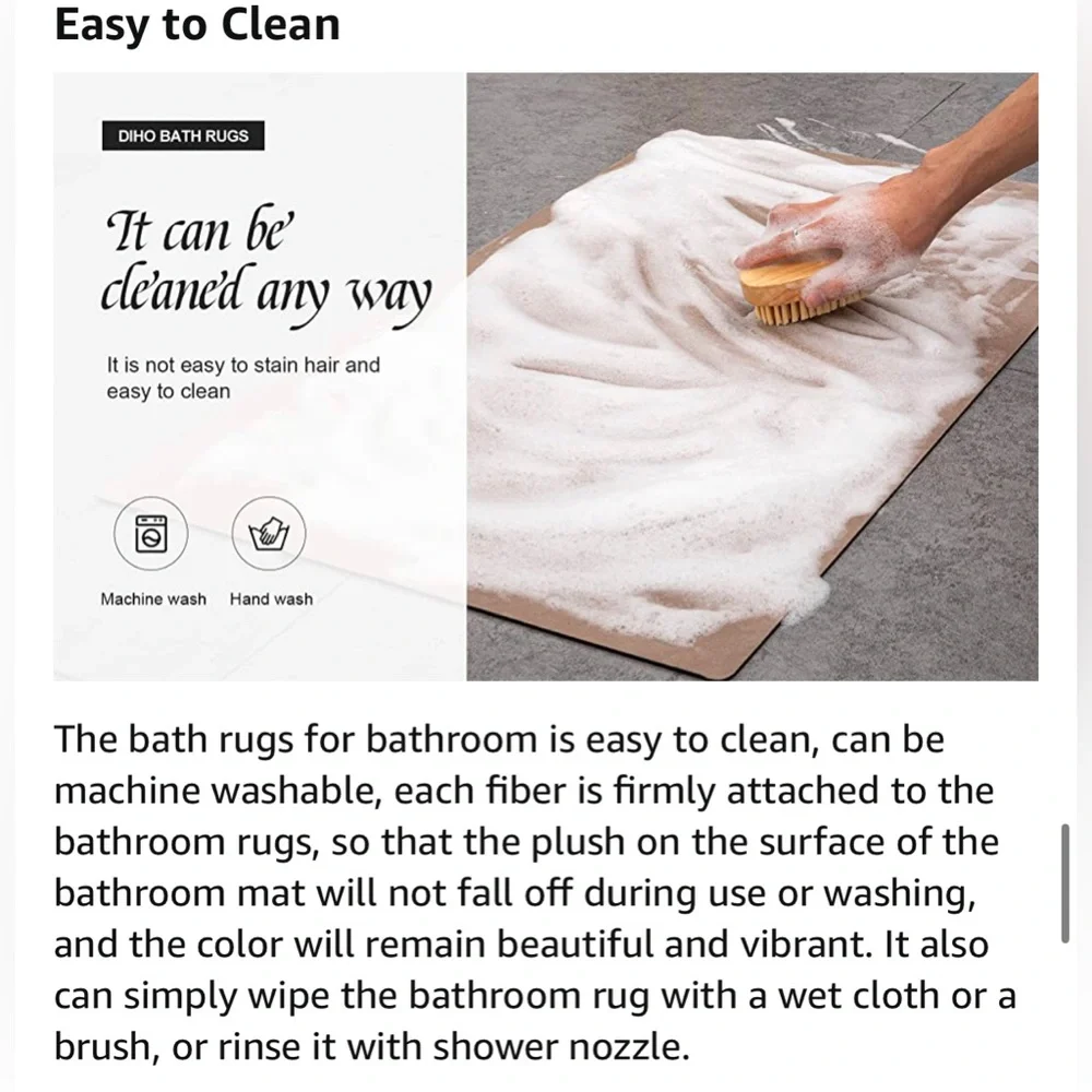 Bathroom Rug Mat Super Absorbent Soft Non Slip Rug, Washable 31”x20” Light Grey
